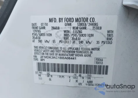 2011 Ford Edge Limited из США, поврежденный, VIN 2FMDK3KC1BBA06441